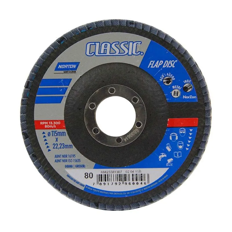 Disco de desbaste para metais 115x22mm grão 80 preto Norton Norton