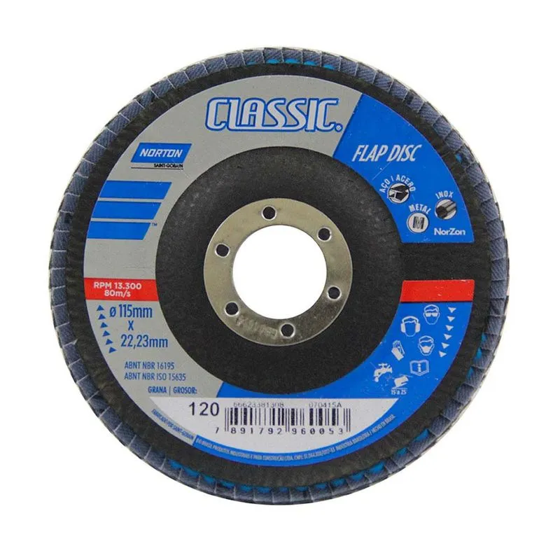 Disco de desbaste para metais 115x22mm grão 120 preto Norton Norton