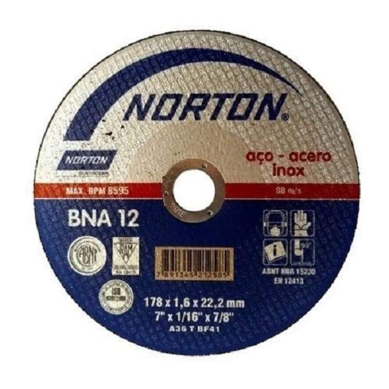 DISCO DE CORTE FINE NORTON BNA12 7x1/16X7/8X1,6 22,2MM 10 PEÇAS