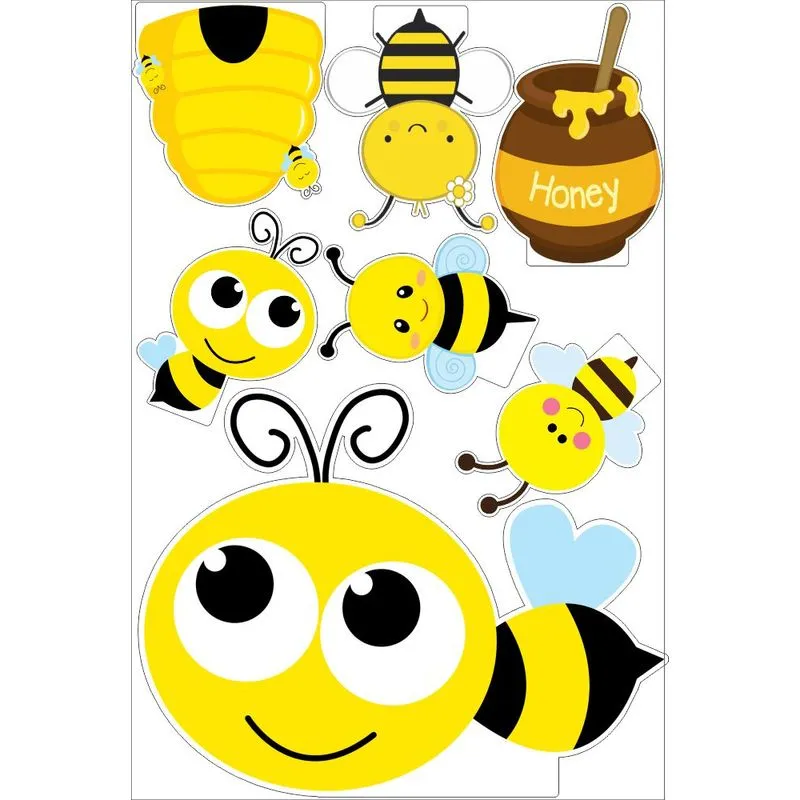 Display Decorativo MDF Adesivado Abelhinha 07 Peças