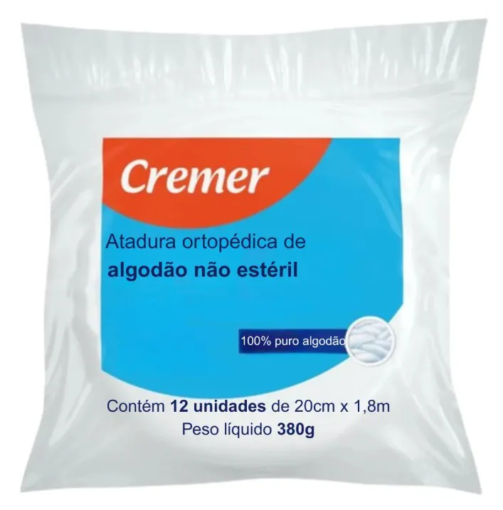 Atadura de Algodão Ortopédico 20CM X 1,80M (Pacote C/12 UND) - Cremer