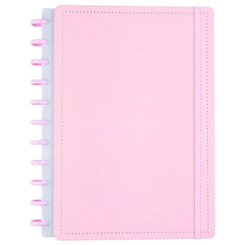 Caderno Disko All Rosa Capa Dura Grande G Com 80 Folhas Pautadas E Elástico Rosa