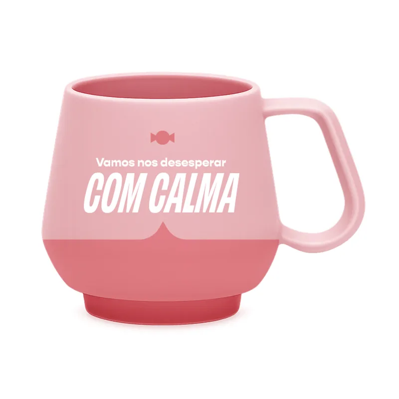 Caneca em Porcelana Estampada Rosa 330ml