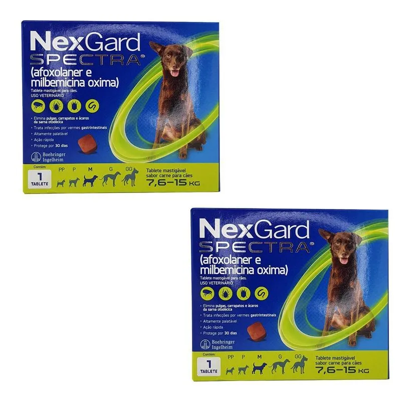 Kit 2 Nexgard Spectra Caes 7,6 A 15 Kg 1 Tablete Boehringer