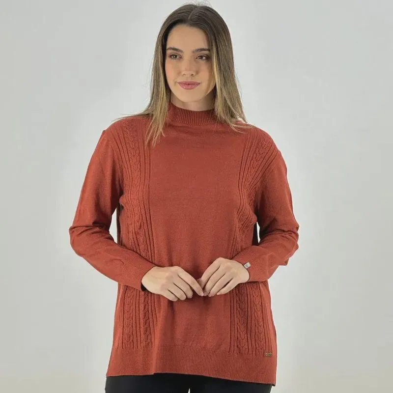 Blusa GDom Lã Gola Alta Manga Longa Feminina