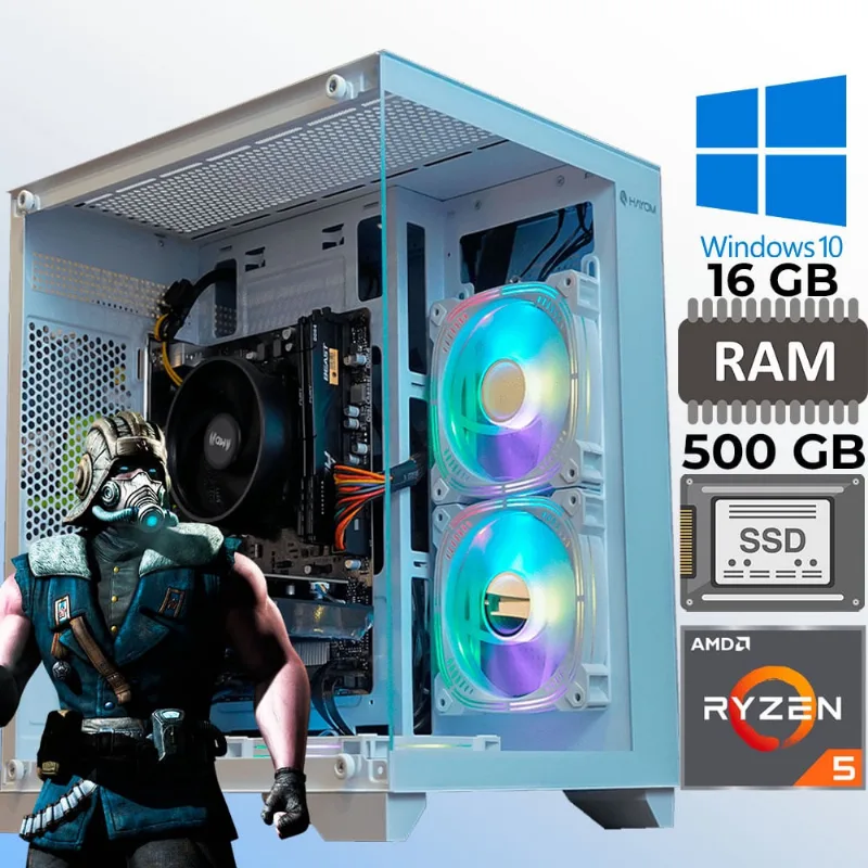Computador Gamer Ryzen 5 5600GT, Vega 7, ram 16GB DDR4, ssd M.2 NVMe 500GB, Windows 10 Pro, Aquario