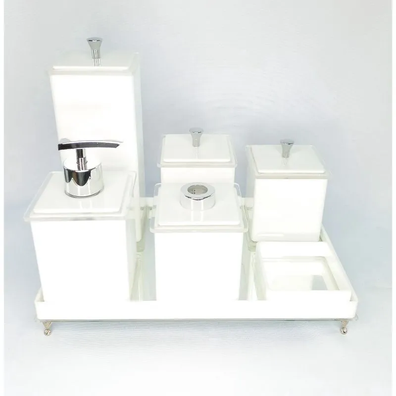 Kit Banheiro em Acrílico Branco Decor - 7 Peças