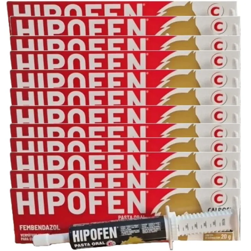 Kit 20 Hipofen Vermífugo Equinos Éguas Potro Pasta Oral 20g
