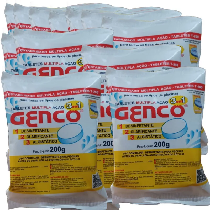 20 pedra cloro piscinas desinfetante clarificante genco 200G