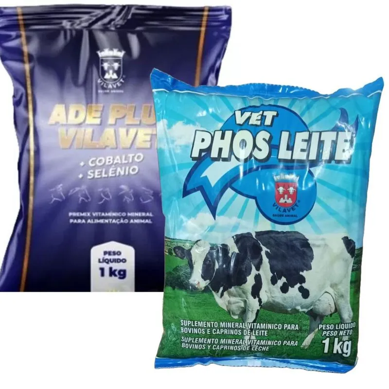 KIT/1 ade plus vitaminas 1K + 1 vet phos leite vilavet 1K