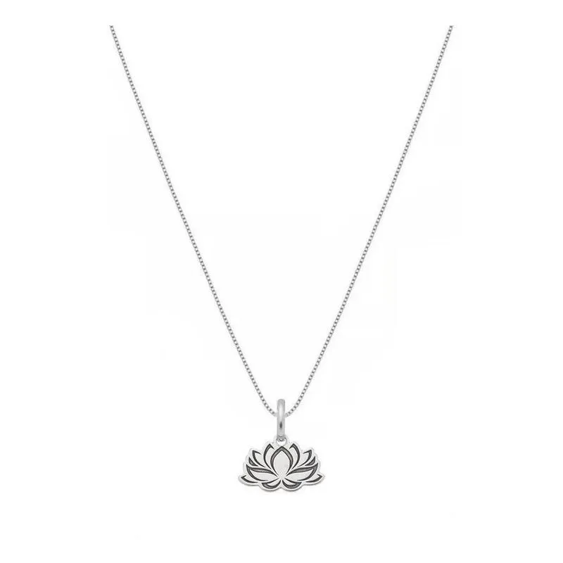 Colar Budismo Prata 925 + Pingente Flor De Lotus