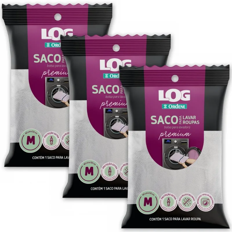 Kit 3 Saco Lavar Roupa Intima Lingerie Com Zíper 40x50cm