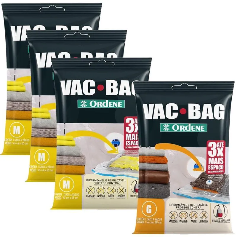 Saco A Vácuo Para Organizar Roupas 3 Médio 1 Grande Vac Bag