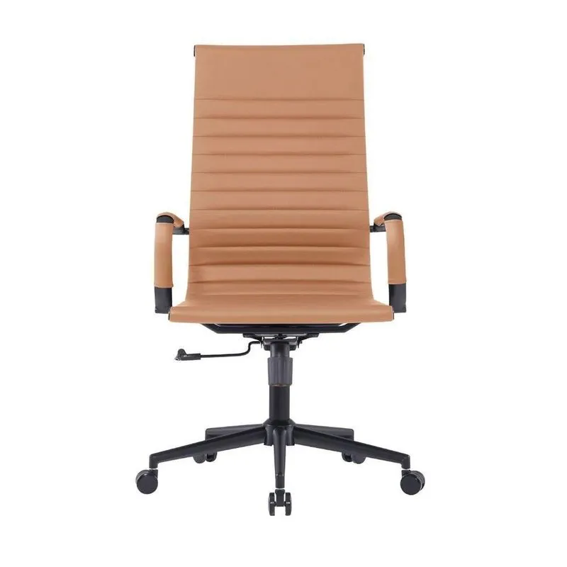 Cadeira Escritório Diretor Manhattan Relax Courino Base Giratória Reclinável Caramelo