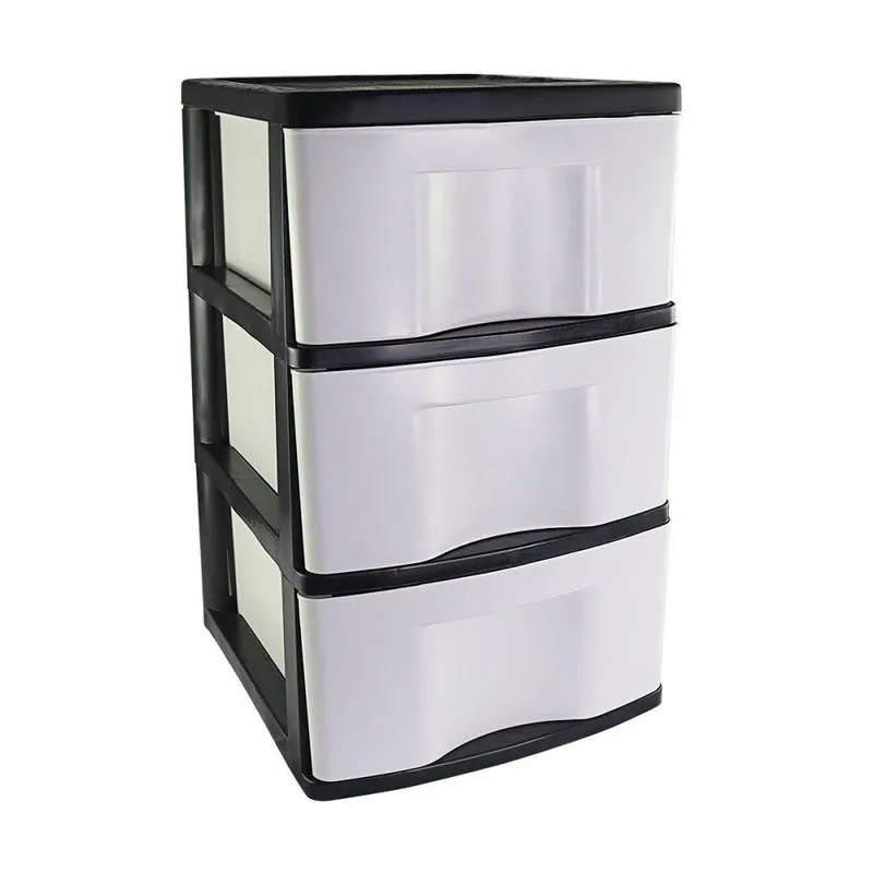 Gaveteiro De Chão Com 3 Gavetas Preto E Branco
