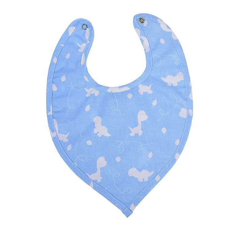 Babador Impermeável Estilo Bandana Dinossauro Azul