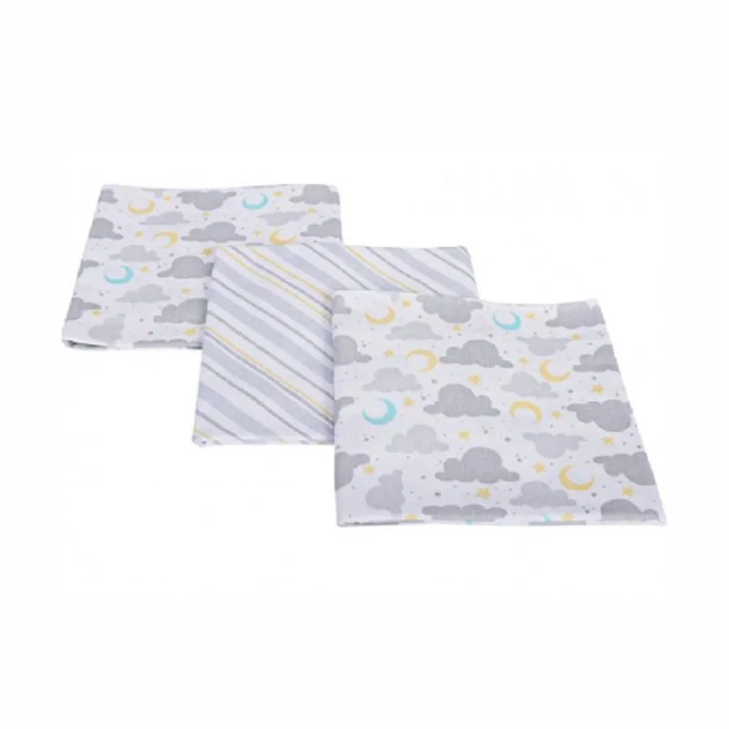 Cueiro Bebê Baby Nice Estampado Cinza 3 unidades 80 x 50cm