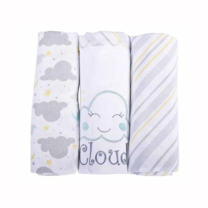Kit Manta Cueiro 3 unidades Cinza Baby Nice