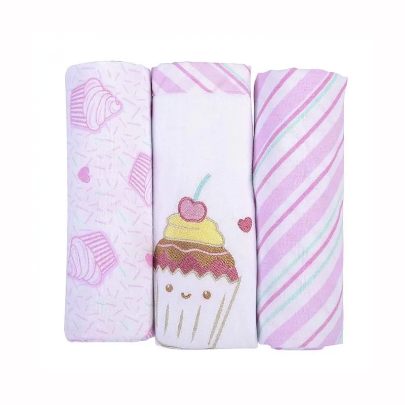 Kit Manta Cueiro 3 unidades Rosa Baby Nice