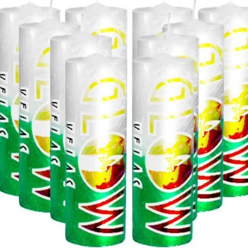 10 Velas De 7 Dias Branca E Verde 100% Parafina Pura 260g