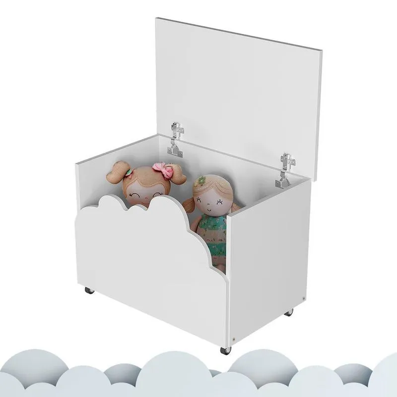 Baú Para Guardar Brinquedos Nuvem Alegria Branco Divaloto