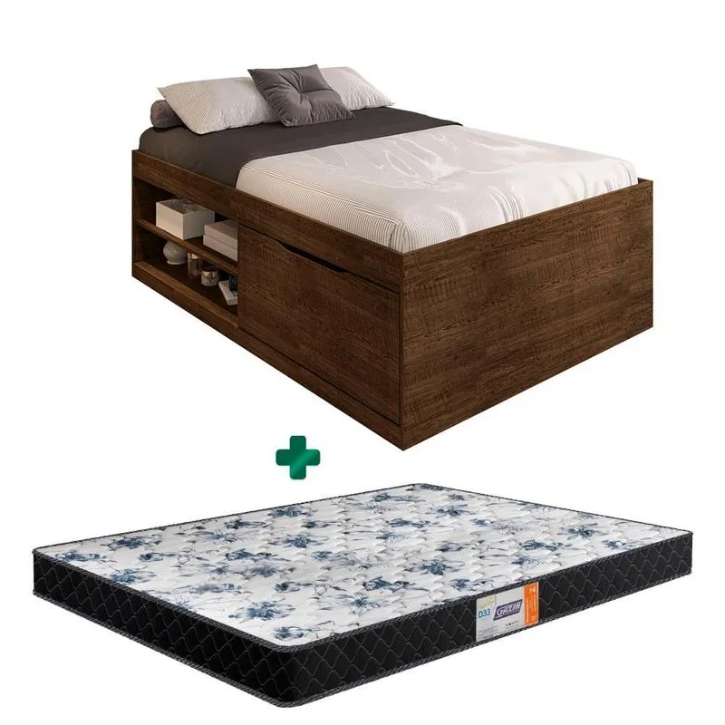 Cama Casal Box Sapateira Embutida Malbec Vanessa Framar Com Colchão Gazin Casal D33 138 X 188