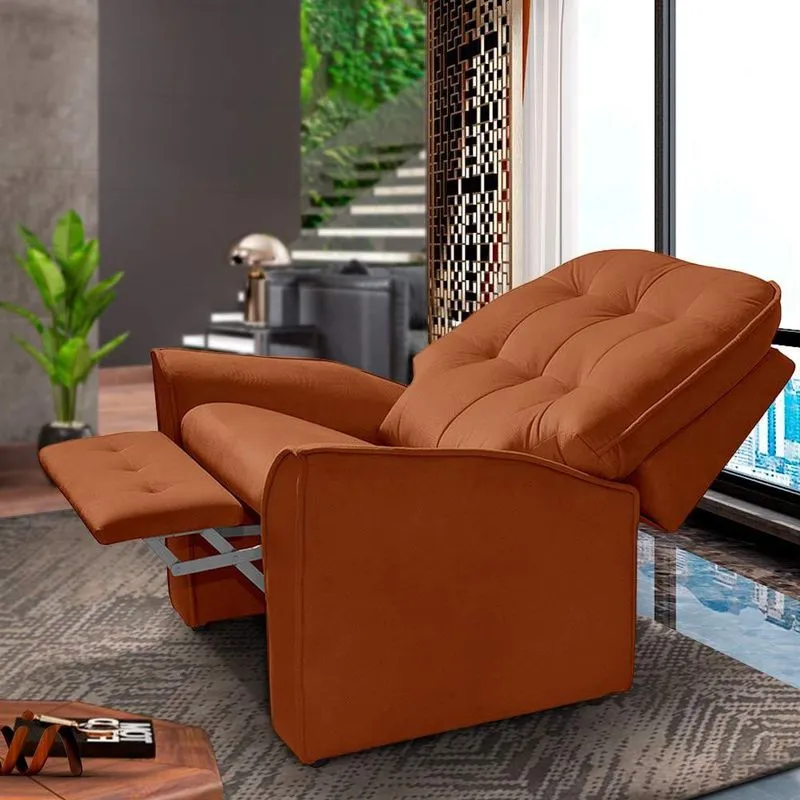 Poltrona De Descanso Reclinável Suede Terracota Maristela Shop jm