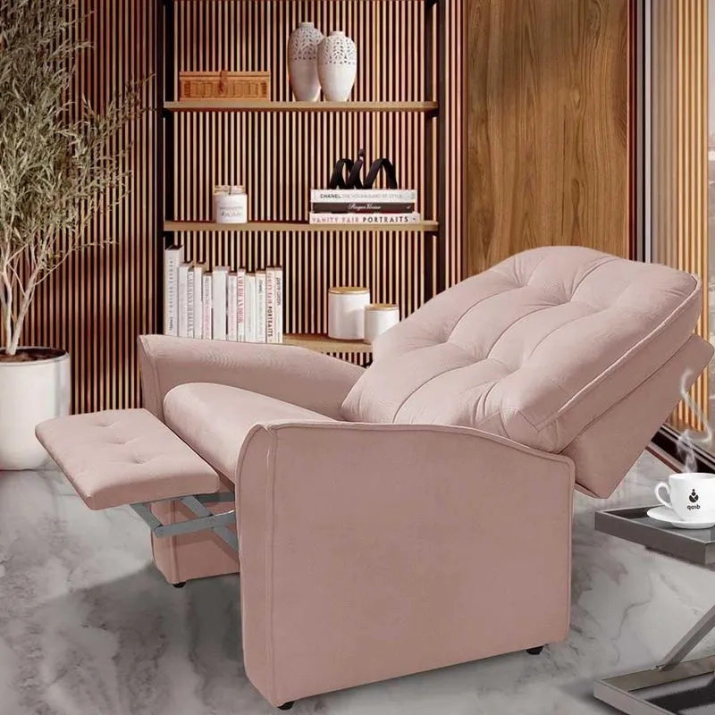 Poltrona Confortável Reclinável Suede Rose Isadora Shop jm
