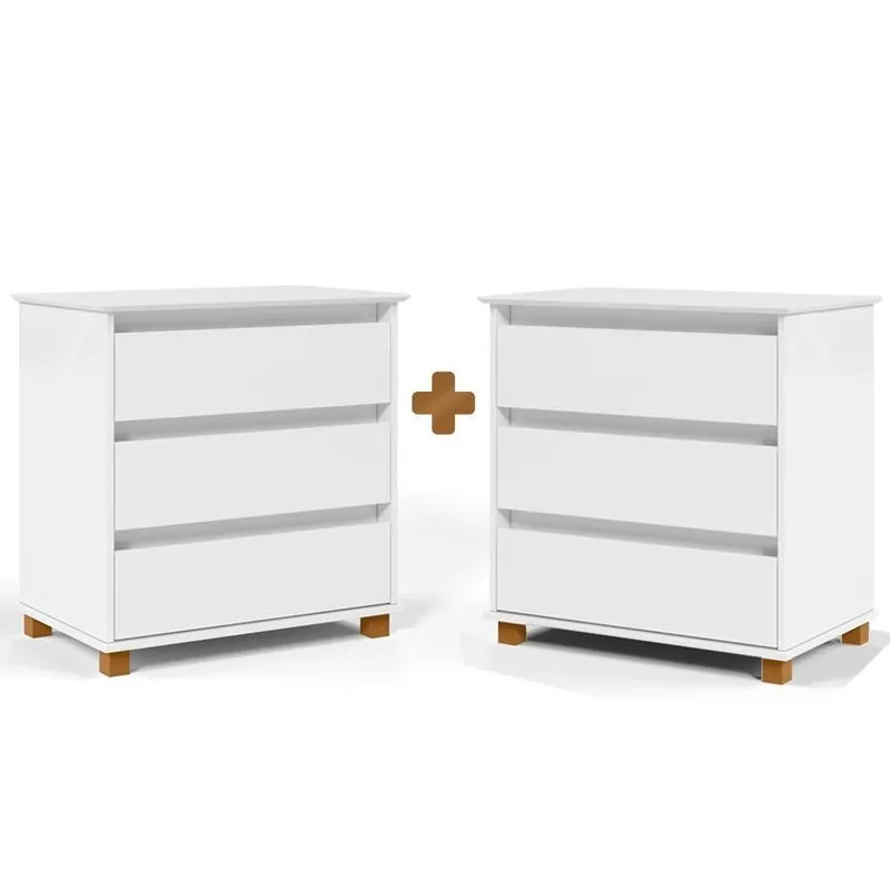 Mesa De Cabeceira Grande 2 Unidades Branco e. J Móveis
