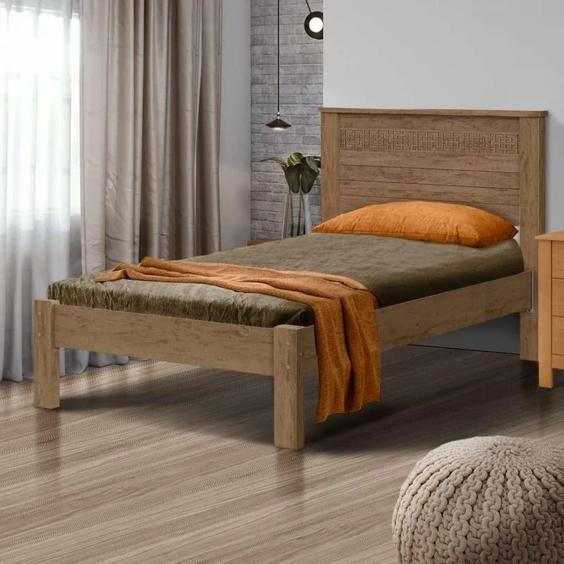 Cama De Solteiro Com Estrado Reforçado Com Colchão Castanho Pavi Shop Jm