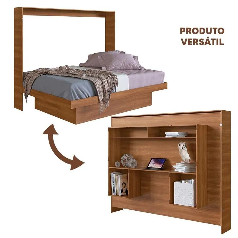 Cama Dobrável Multifuncional Casal Nogal Sulas Shop Jm