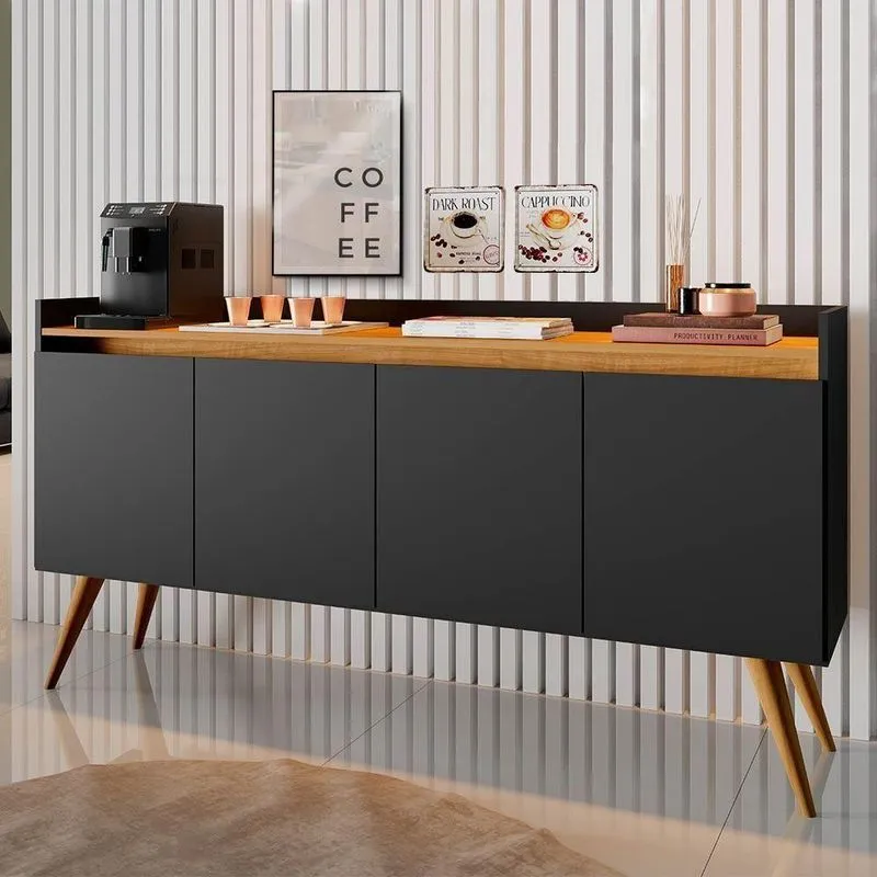 Buffet Primus Gold 4 Portas Preto Mel