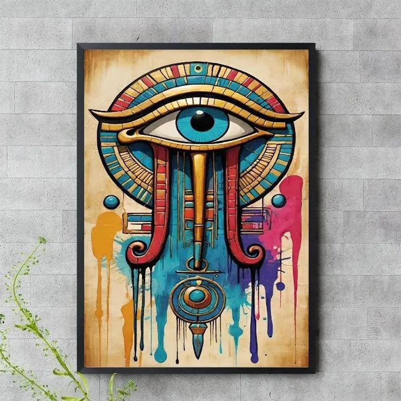Quadro Aquarela Olho De Horus 45X34Cm