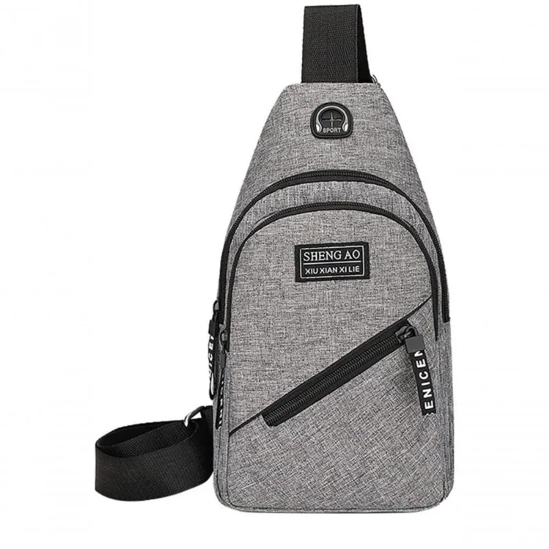 Bolsa Mochila Impermeável Transversal Crossbody Pochete De Peito Portátil Alça única Ajustável Cinza