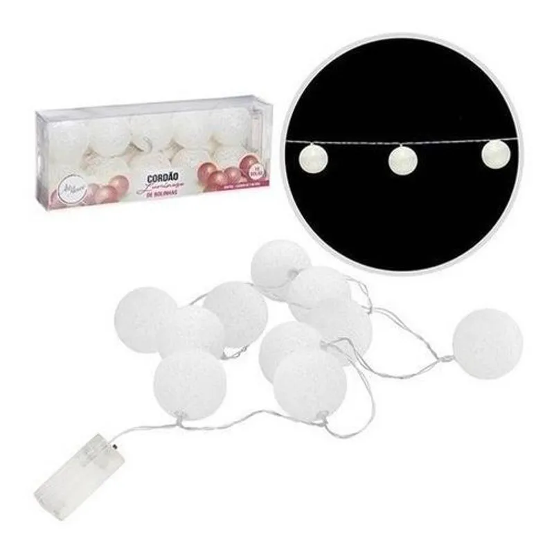 20 Bolas Varal Cordão De Luz Lâmpada Luminária Led