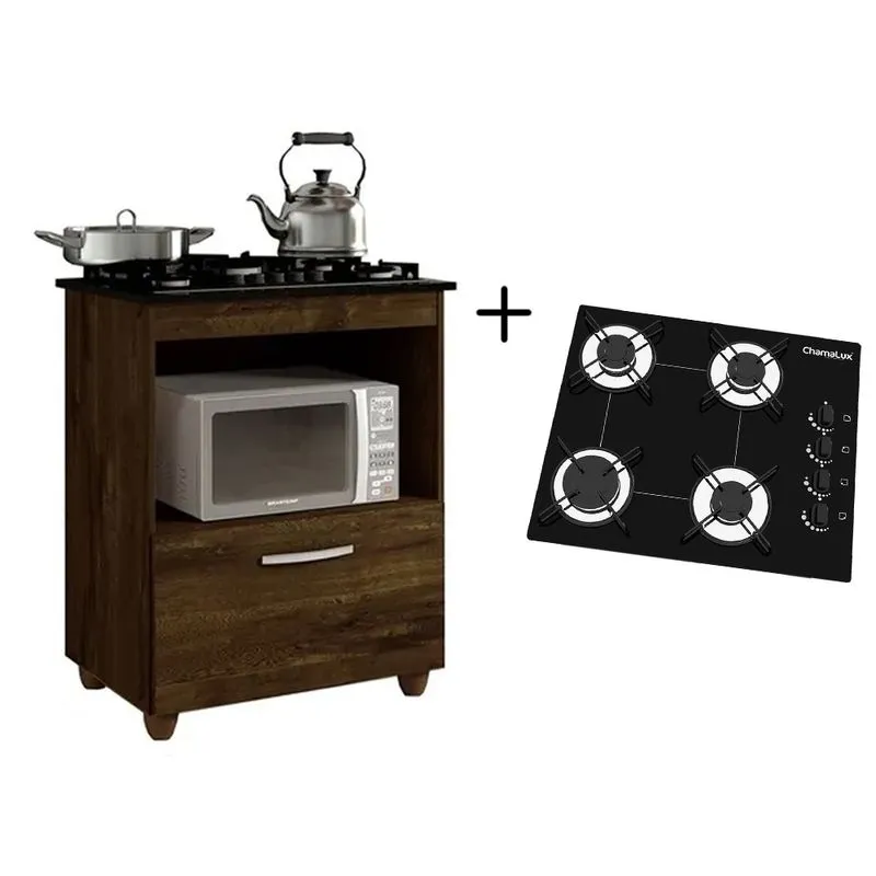 Kit Balcão Cooktop 1 Porta BR c/Fogão Cooktop 4 Bocas