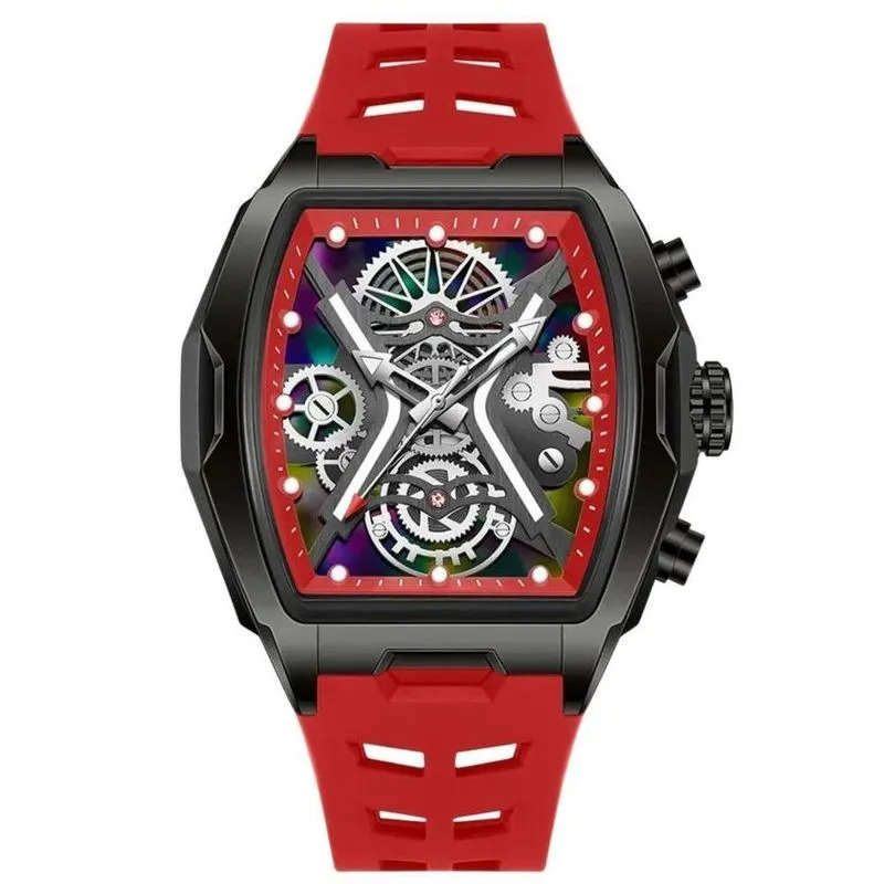 Relógio de Pulso Masculino 1213 Digital Silicone com Luz Noturna Vermelho Ofns