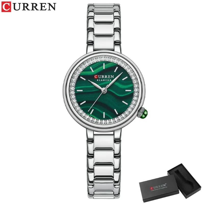 Relógio Feminino Curren 9089 À Prova D'água Verde
