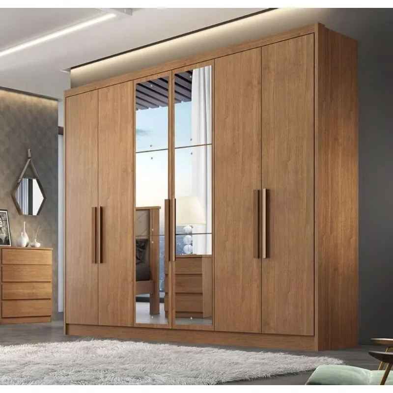 Guarda Roupa Casal Com Espelho 6 Portas 6 Gavetas - Linea-cumaru - Móveis Novo Horizonte