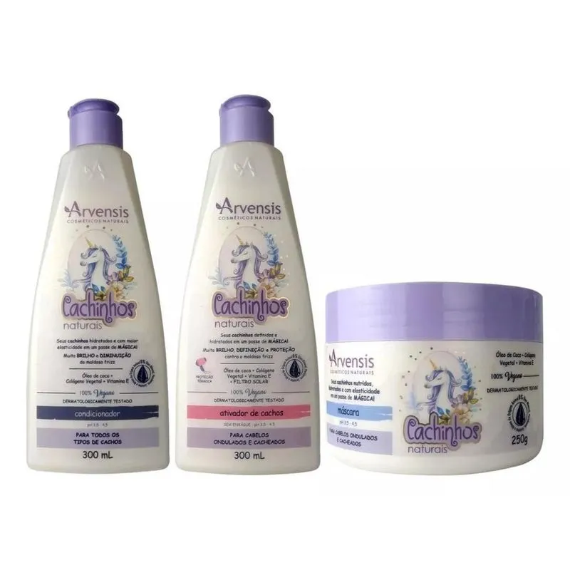 Kit Arvensis Infantil Ondulados Condicionador Ativador Masc