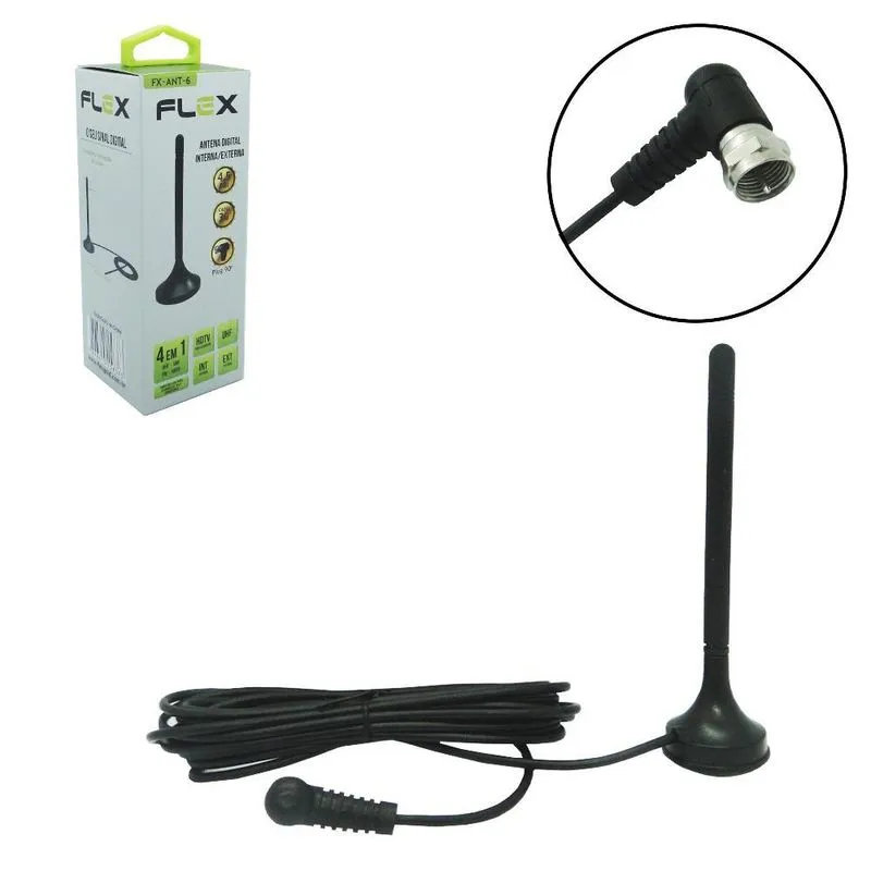 Antena Para Tv Digital Interna Ou Externa Hdtv Cabo Com 3 M