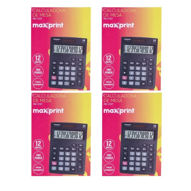 Kit 4 Calculadoras Office De Mesa Maxprint Mx-c127 75000029