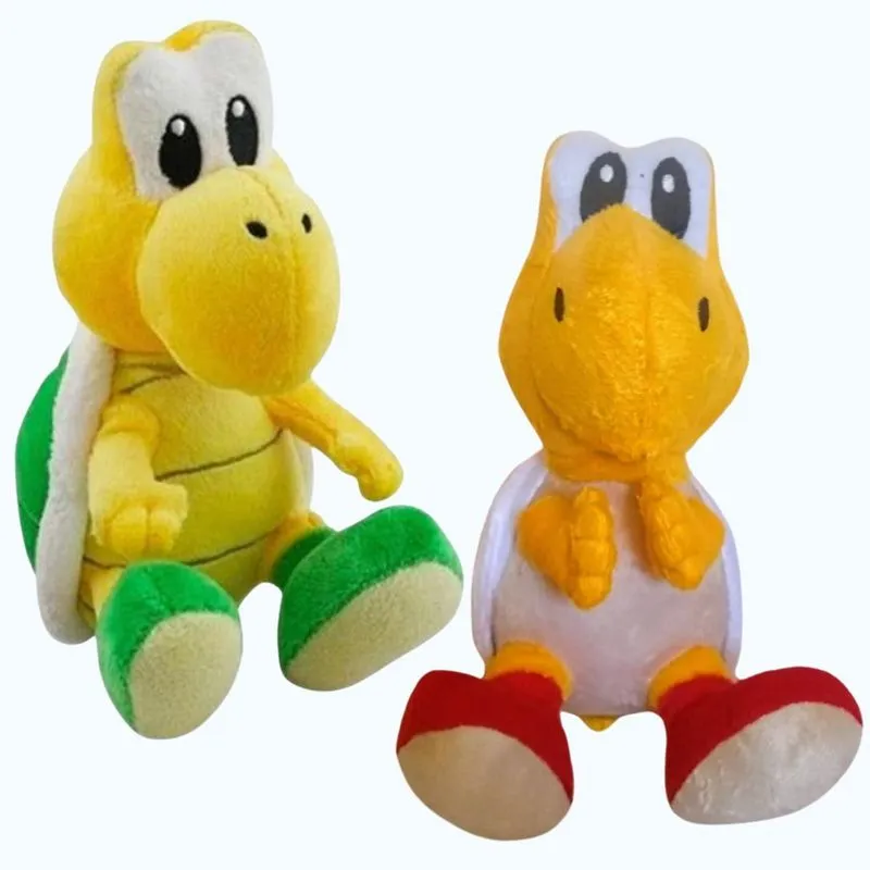 02 Pelúcias Koopa Verde E Vermelho 25cm Da Turma Do Mario