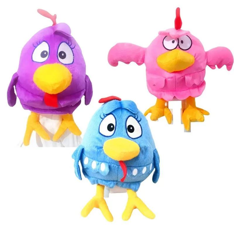03 Pelúcias Galinha Pintadinha Azul Lilas E Rosa 28cm