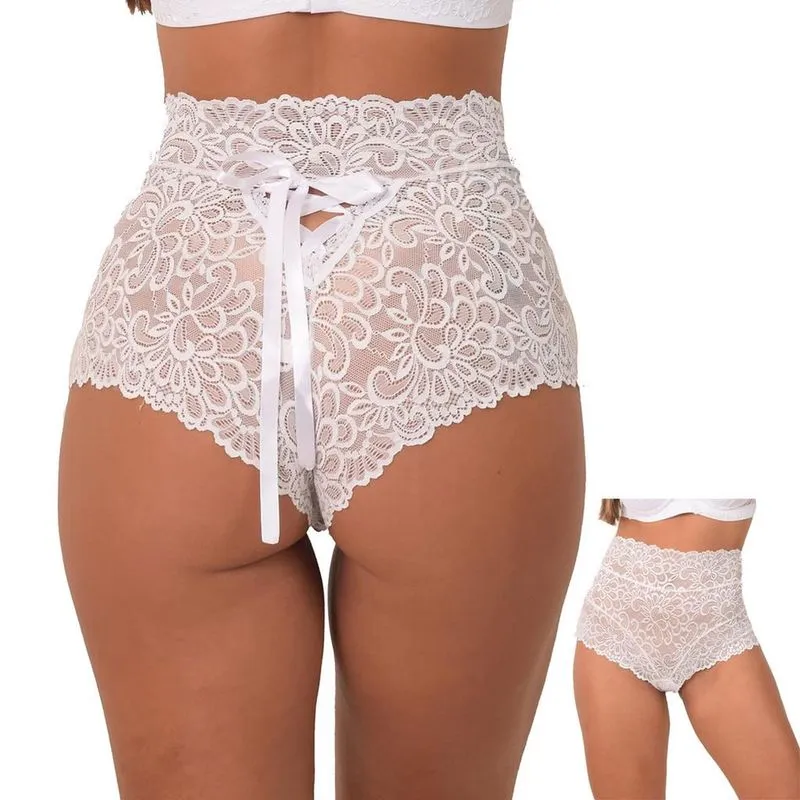 Calcinha de Renda com fita gladiadora lingerie Sensual