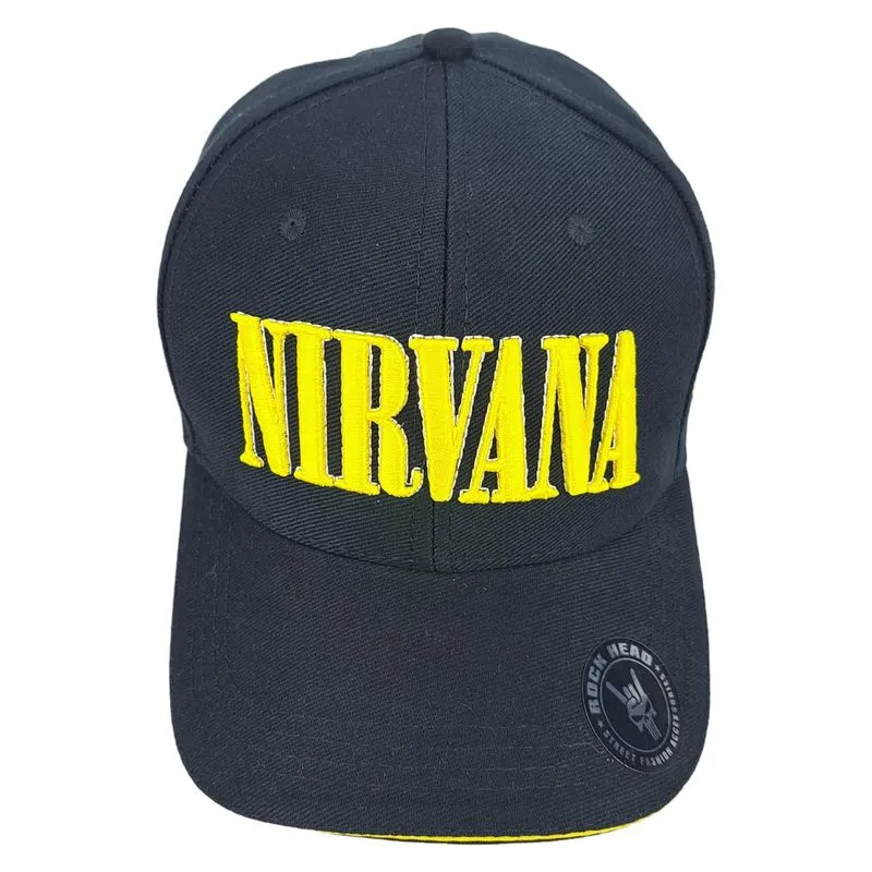 Boné Nirvana Ajustável Com Aba Curva E Bordado - 56 Cm