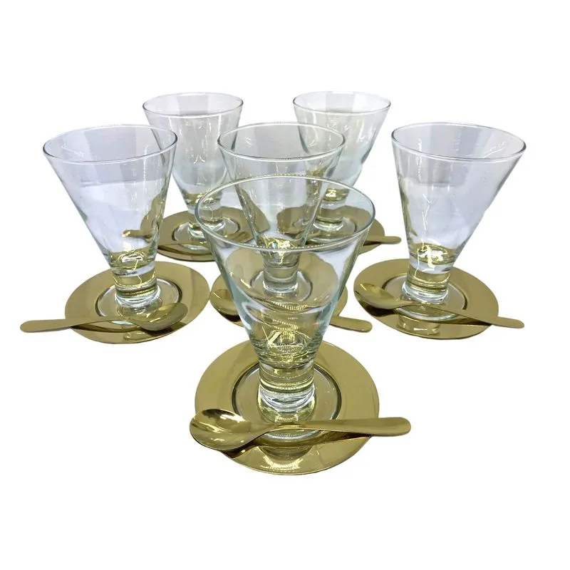 Conjunto De Sorvete Dourado Fineza