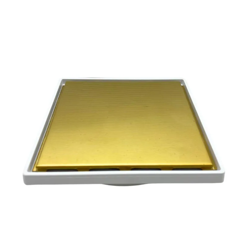 Ralo Oculto Dourado Com Porta Grelha 15X15 Banheiro Fineza