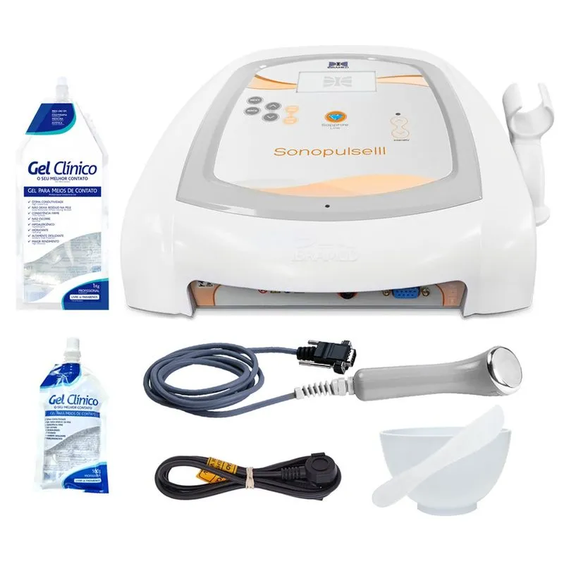 Sonopulse iii Ultrassom 1 e 3mhz + Gel + Cubeta + Espátula - Ibramed