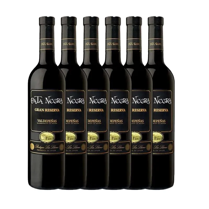 Kit 6 Garrafas Vinho Espanhol Pata Negra Gran Reserva Tempranillo 750ml